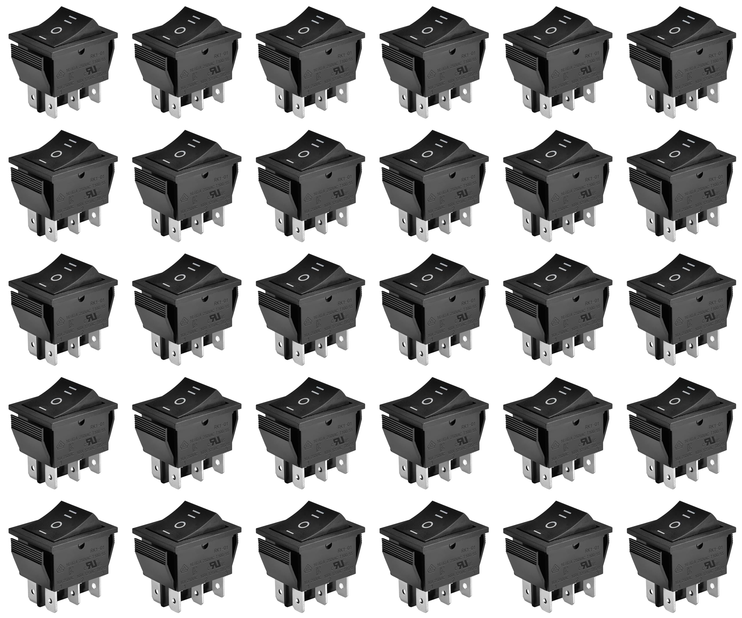 (Pack of 2 - Pieces)3 Position Rocker Toggle Switch 6 Pin AC 125V/10A, 250V/16A ON-Off-ON DPDT for Boat Rocker Switches Car Auto Boat Power Rocker Switches (Black) Color