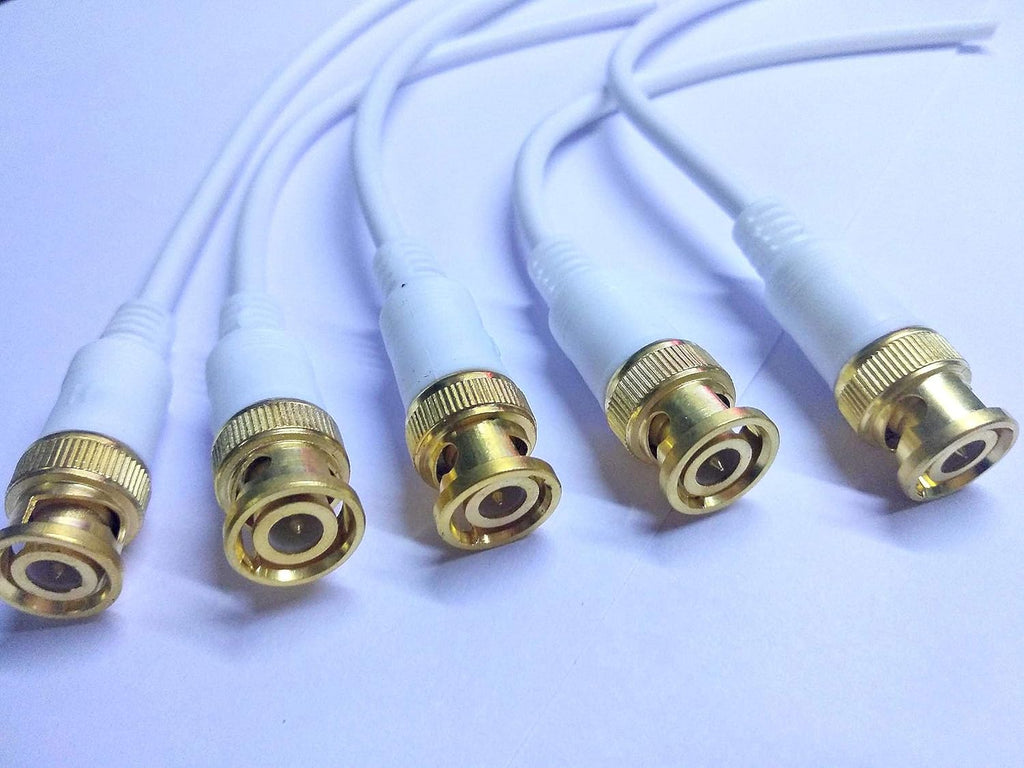 BNC Connector with Copper Cable 20 cm for CCTV, Camera,DVR (Pack of 5 PCs)